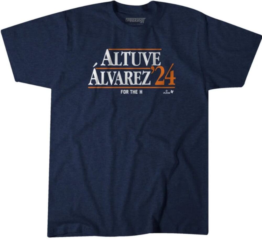 BREAKING T Mens Houston Astros Altuve Alvarez 24 T-Shirt 2XL Navy Blue NWOT